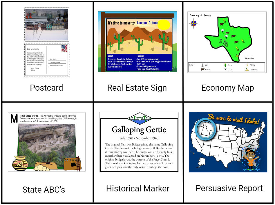 50 States projects choice board